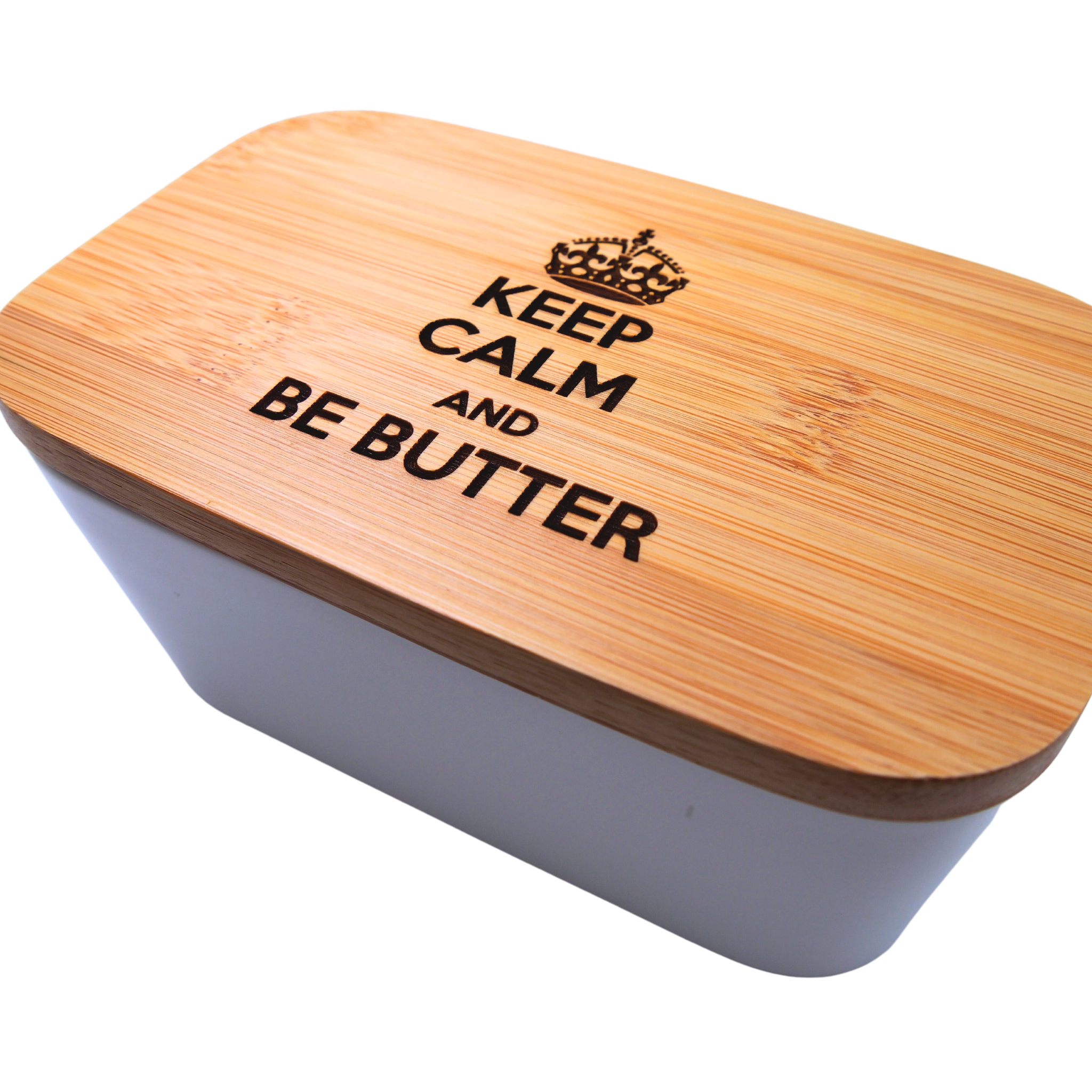 Keep Calm and Be Butter Ceramic White Butter Dish