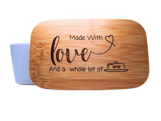 Made With Love Ceramic White Butter Dish