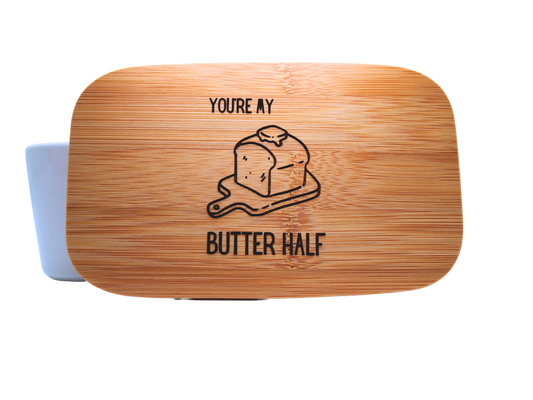 You're My Butter Half Ceramic White Butter Dish