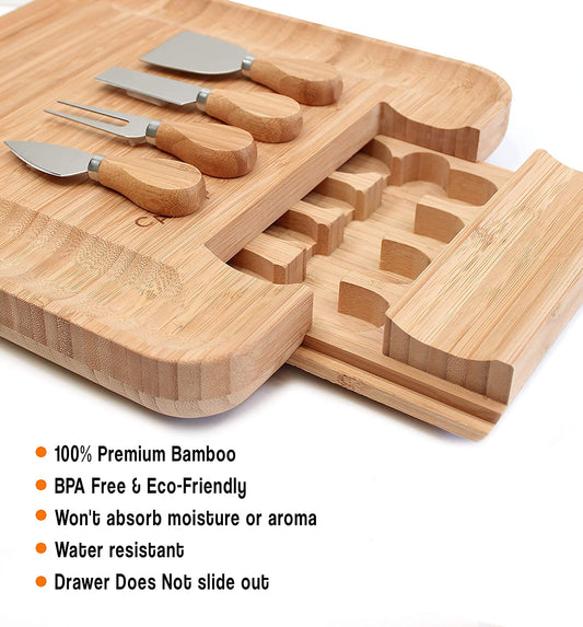 Bamboo Charcuterie Cheese Board and Knife Set