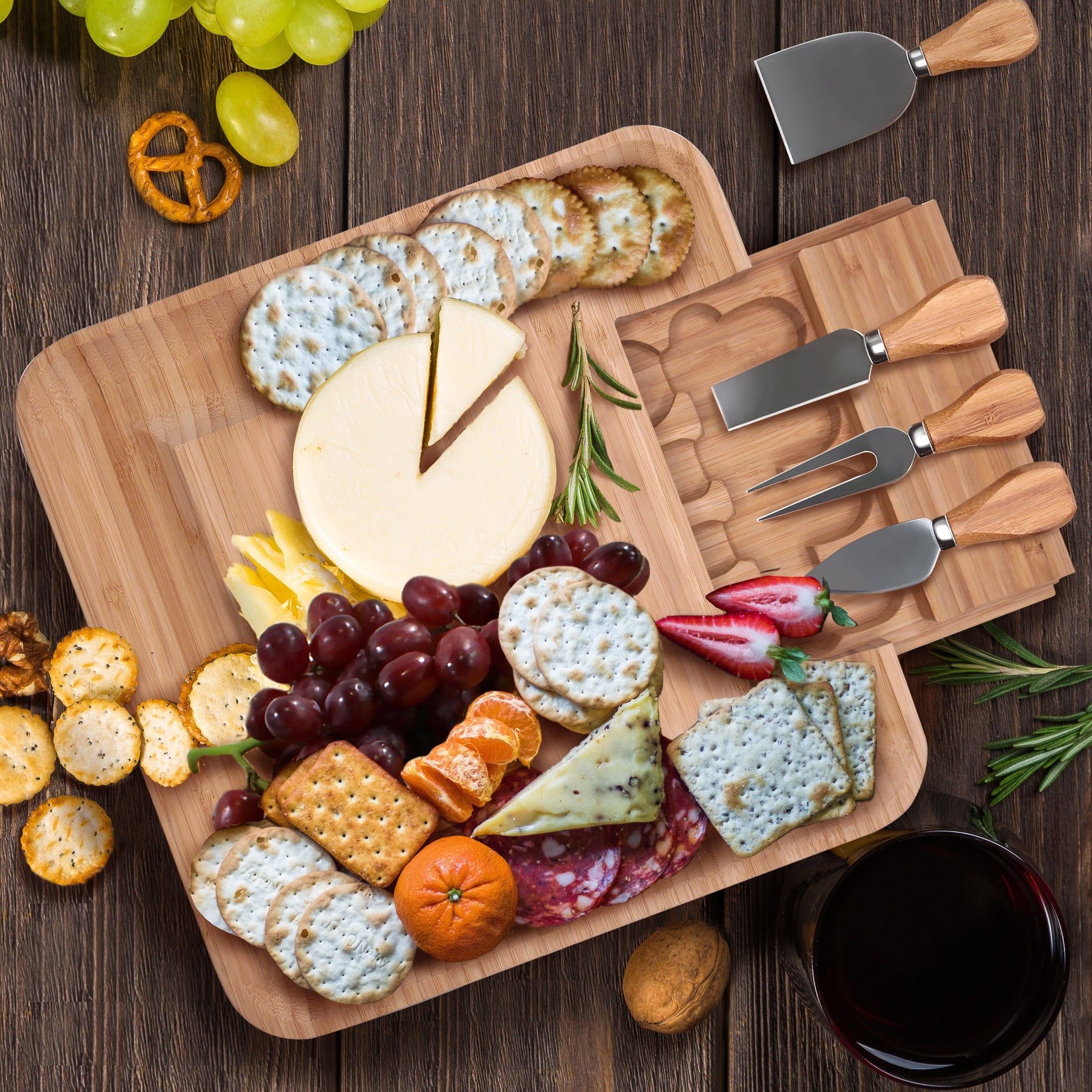 Bamboo Charcuterie Cheese Board and Knife Set