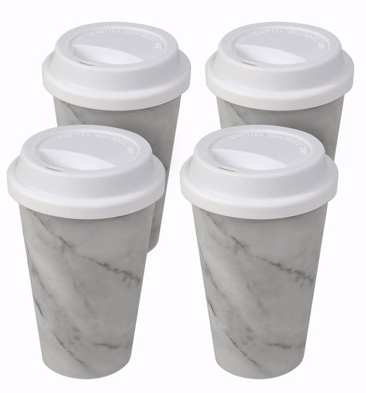 14 oz Modern Marble Travel Coffee Mug Sets of 4