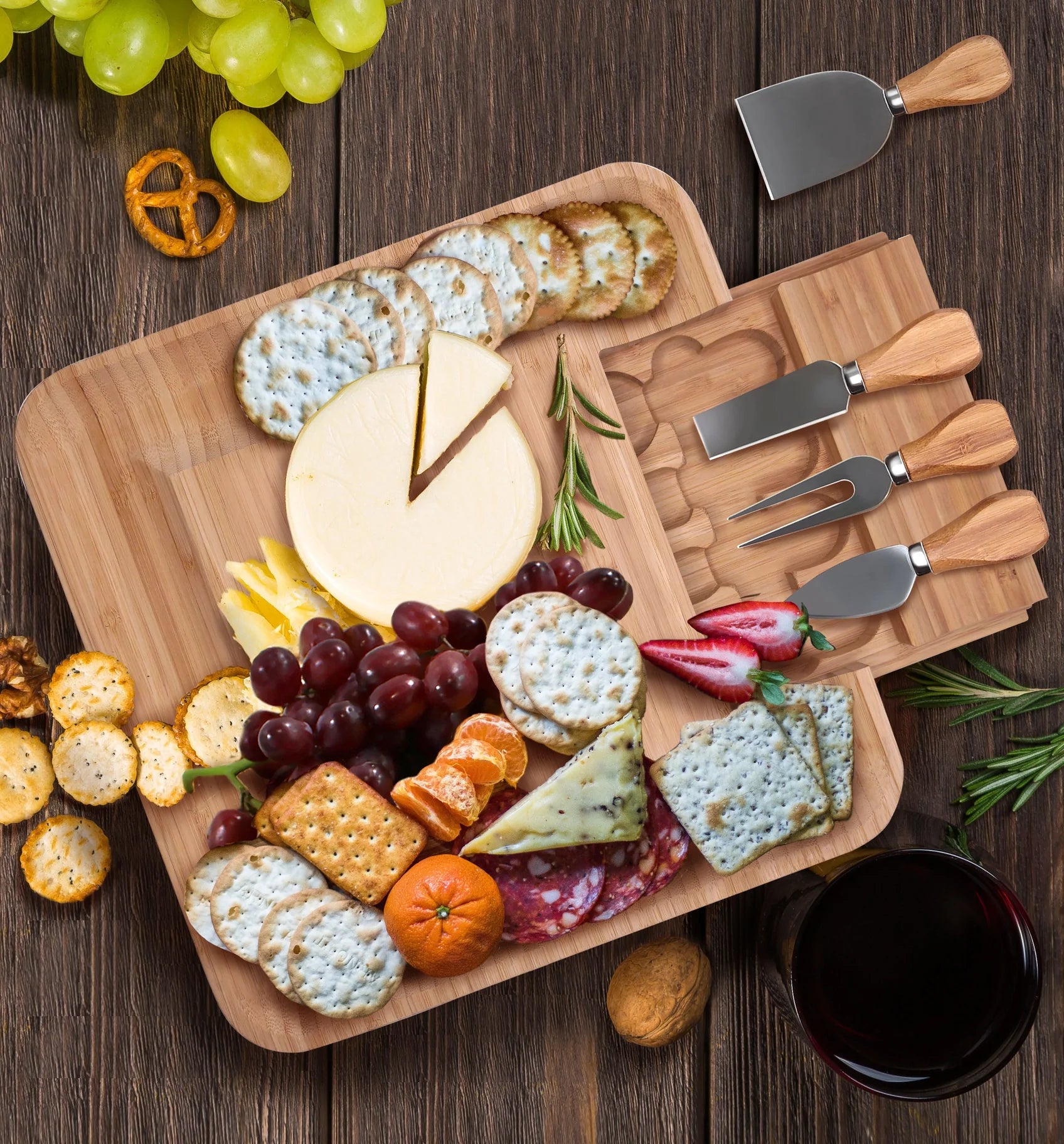 RealTree Bamboo Charcuterie Cheese Board and Knife Set